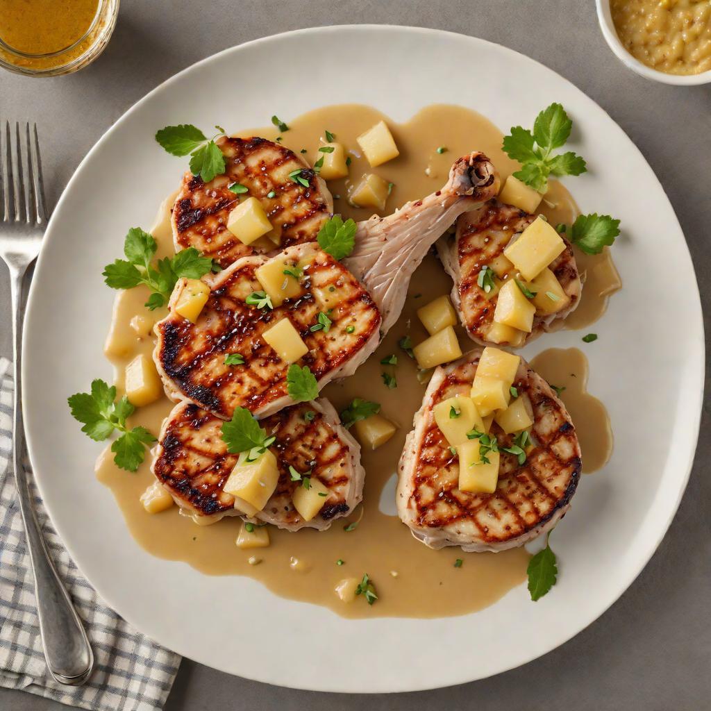 Pan-Seared Pork Chops with English Mustard and Apple Compote