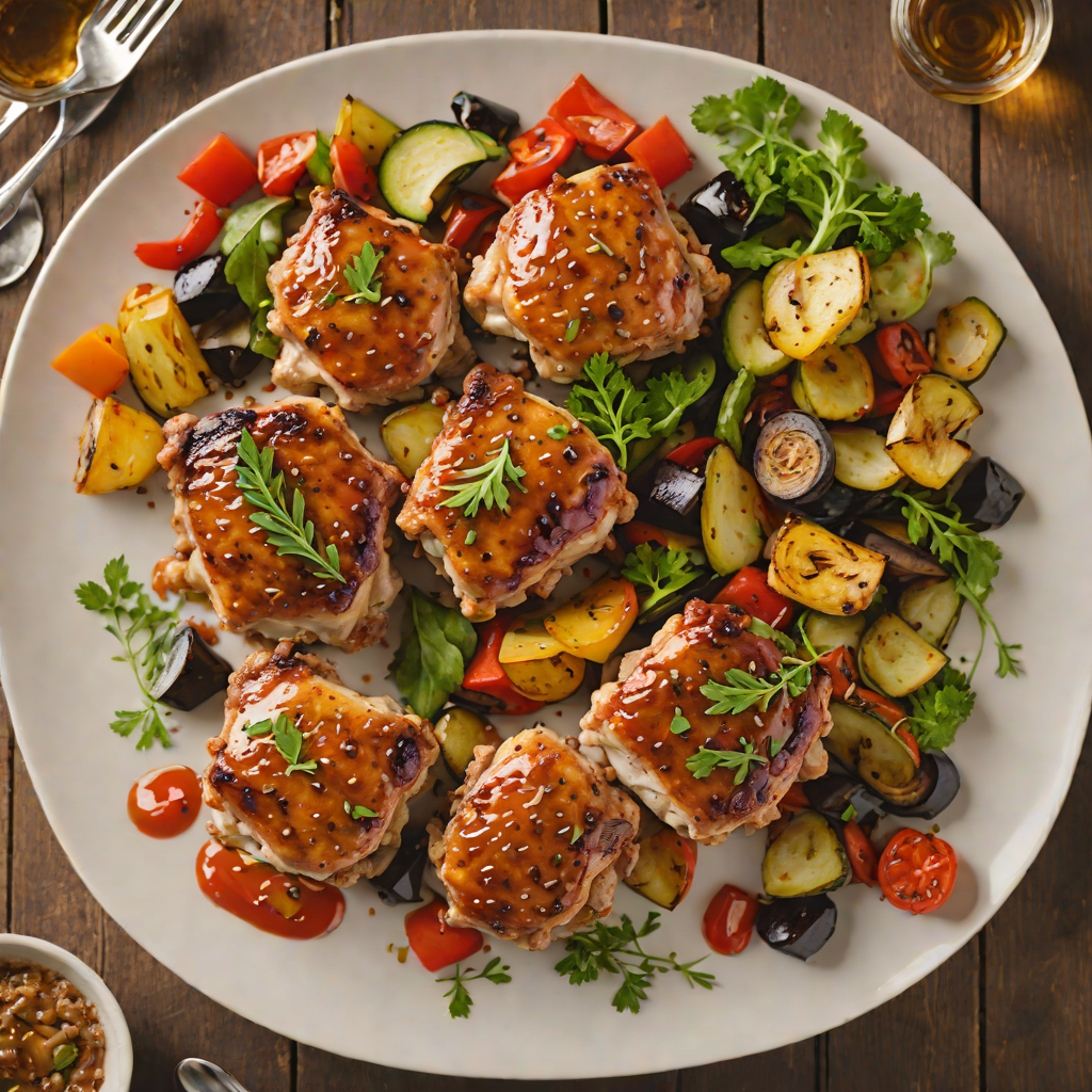 Sautéed Chicken Thighs with Honey-Garlic Glaze and Roasted Vegetables
