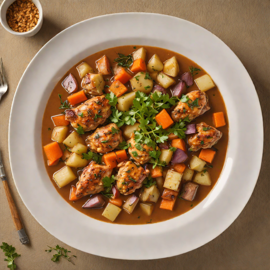 Simmered Demon-Spiced Chicken Stew with Root Vegetables