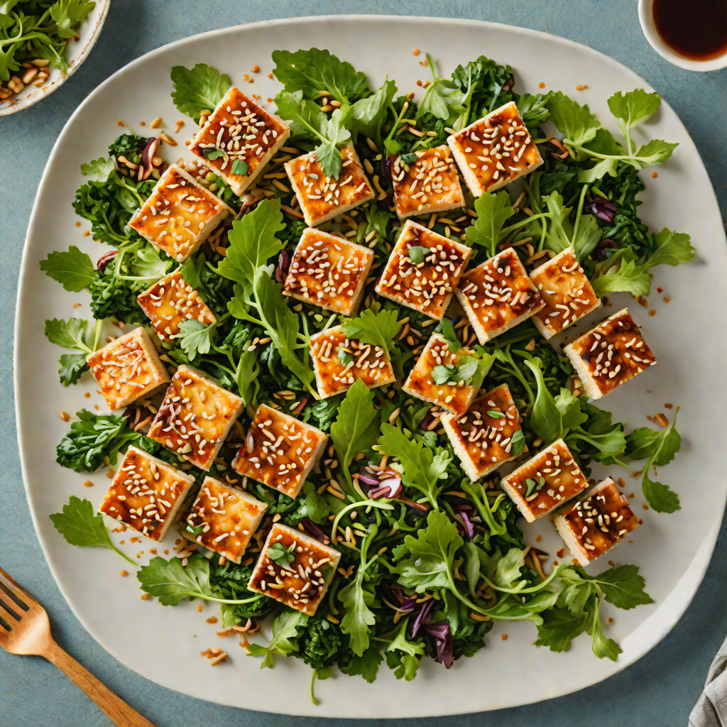 Caramelized Garlic and Sesame Sheet Pan Tofu with Greens