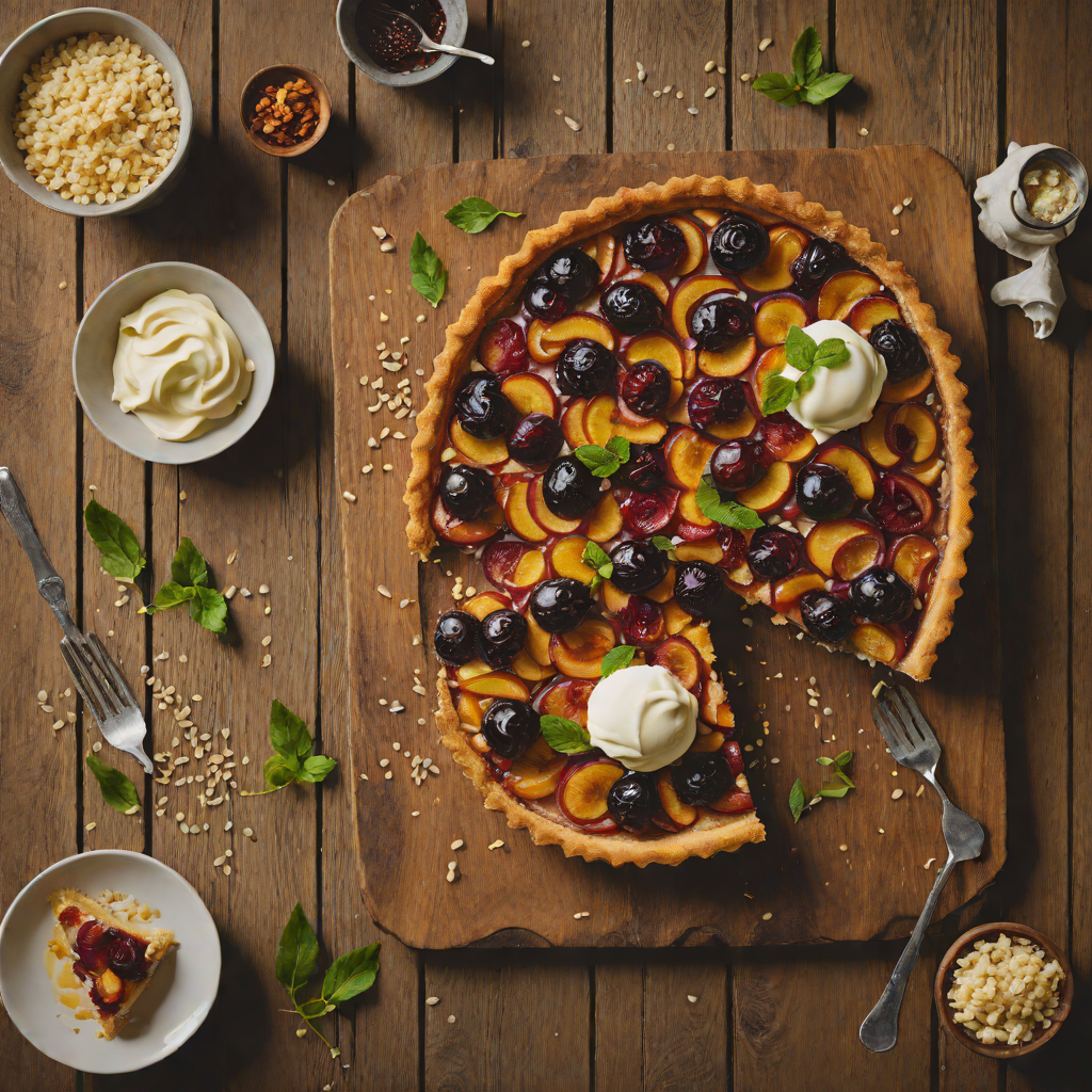 Macadamia and Davidson’s Plum Tart with Finger Lime Cream