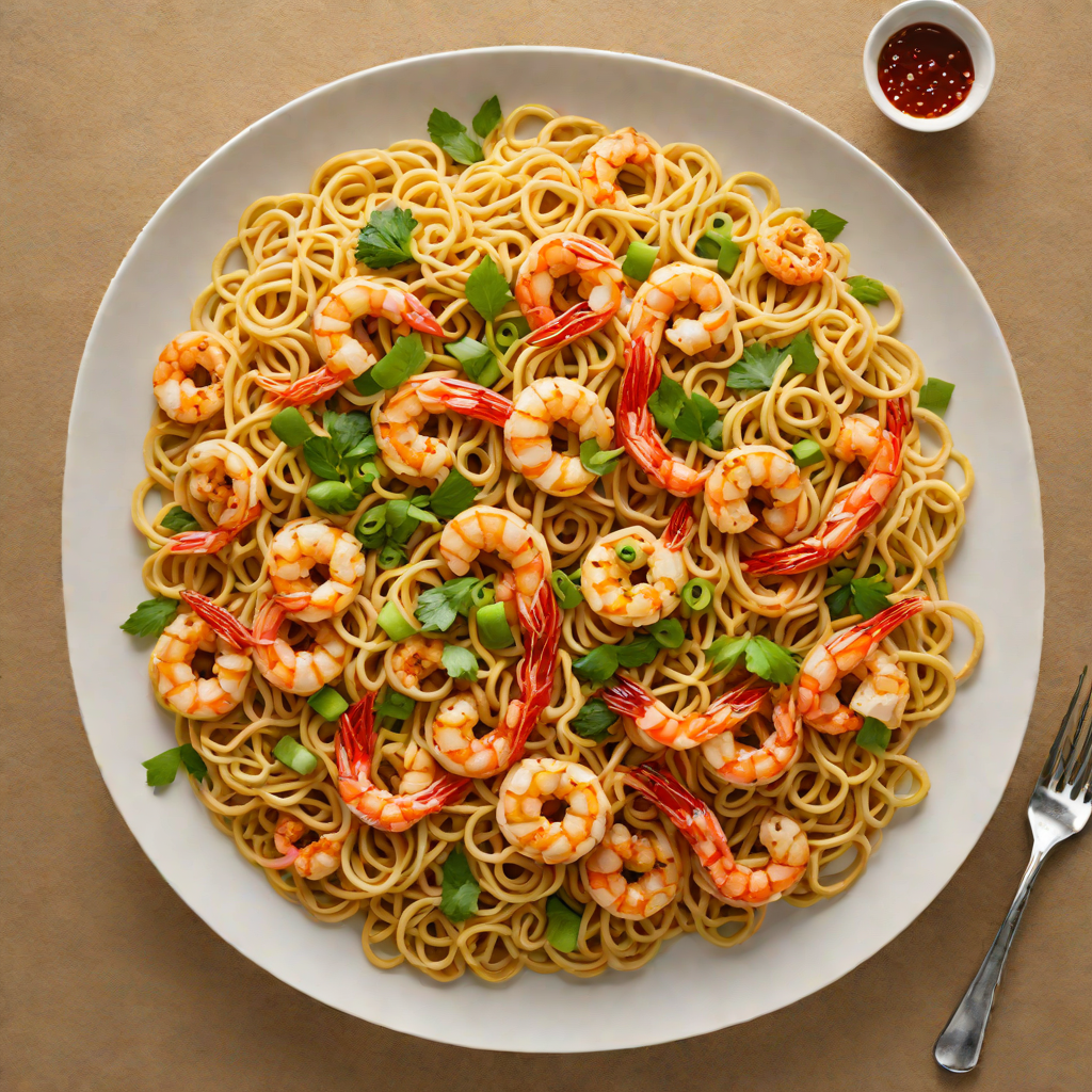 Stir-Fried Udon Noodles with Spicy Garlic Shrimp