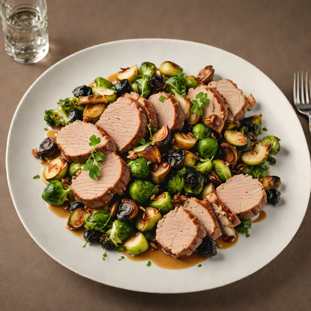 Sautéed Pork Tenderloin with Roasted Brussels Sprouts and Apple