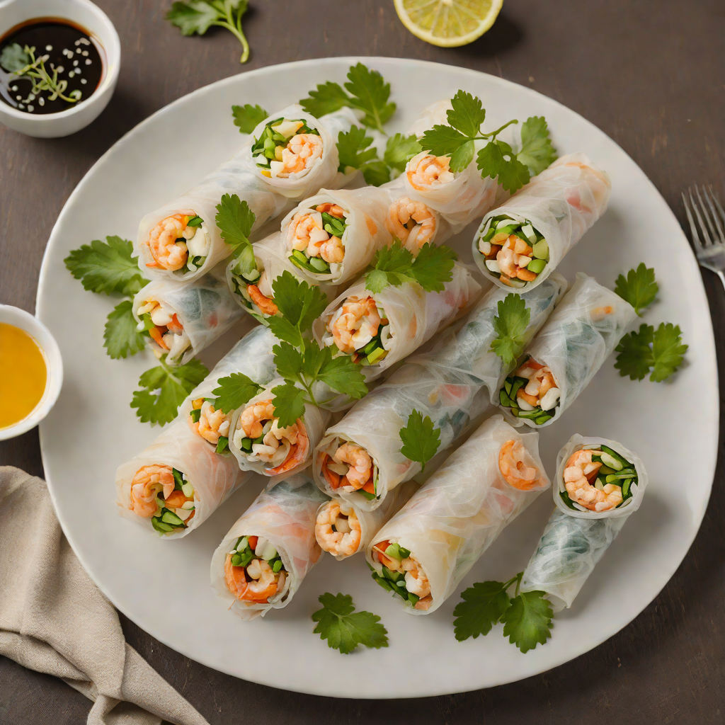 Pan-Fried Rice Paper Rolls with Shrimp and Fresh Herbs