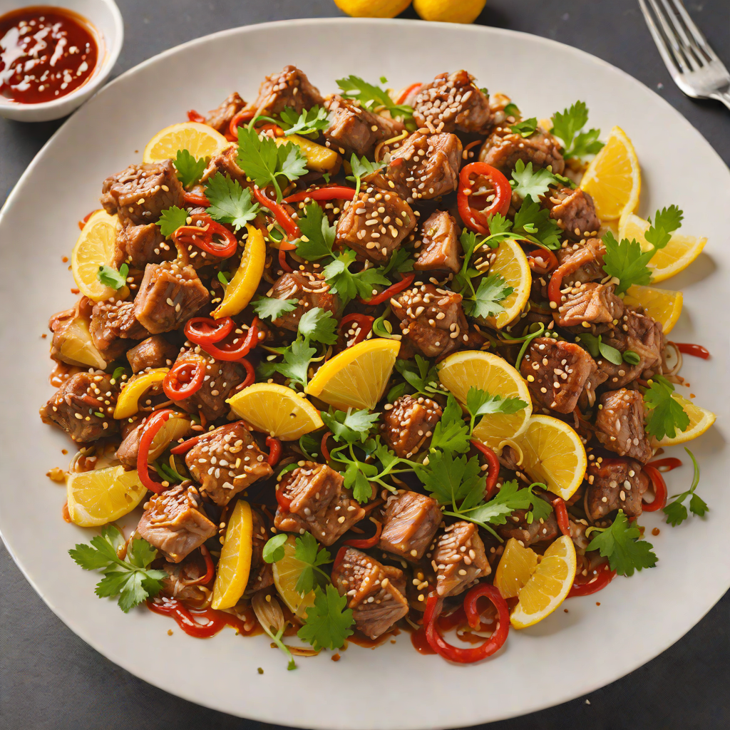 Spicy Citrus-Infused Stir-Fried Pork with Garlic