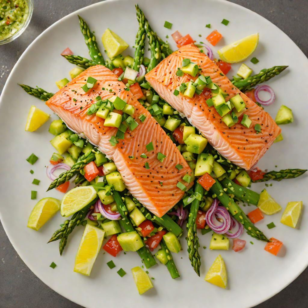 Sautéed Salmon with Asparagus and Citrus Avocado Salsa