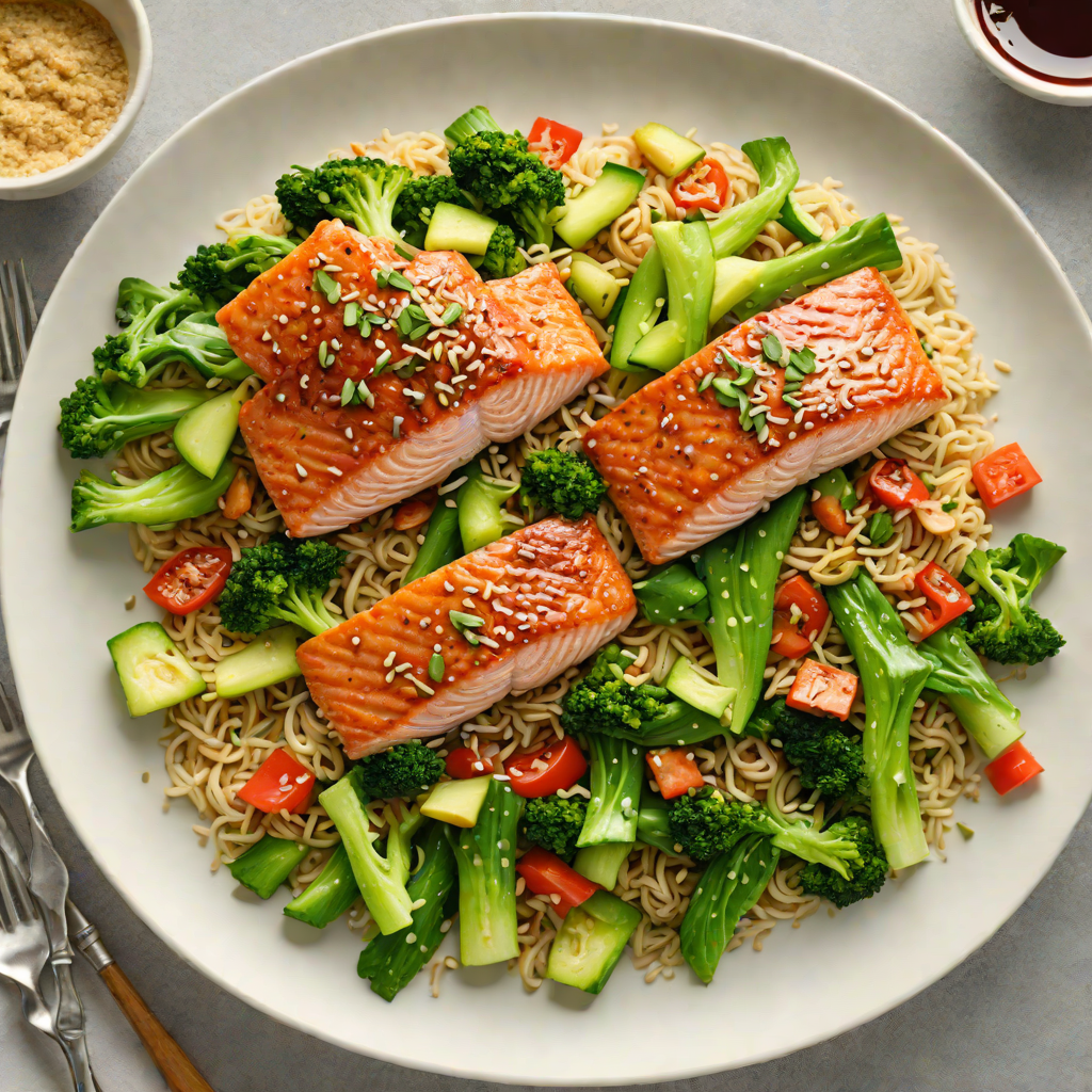 Seared Soy-Ginger Salmon with Sesame Bok Choy Stir Fry