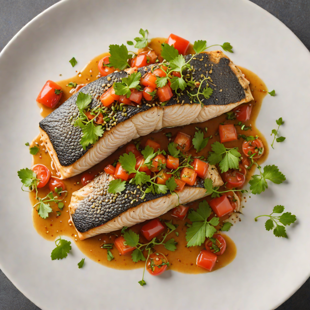Slow-Cooked Barramundi with Finger Lime and Bush Tomato Sauce