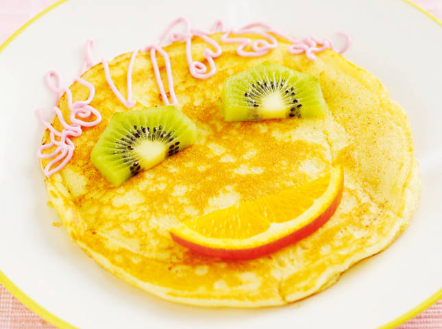 Smiley Face Pancakes with Berry Smile