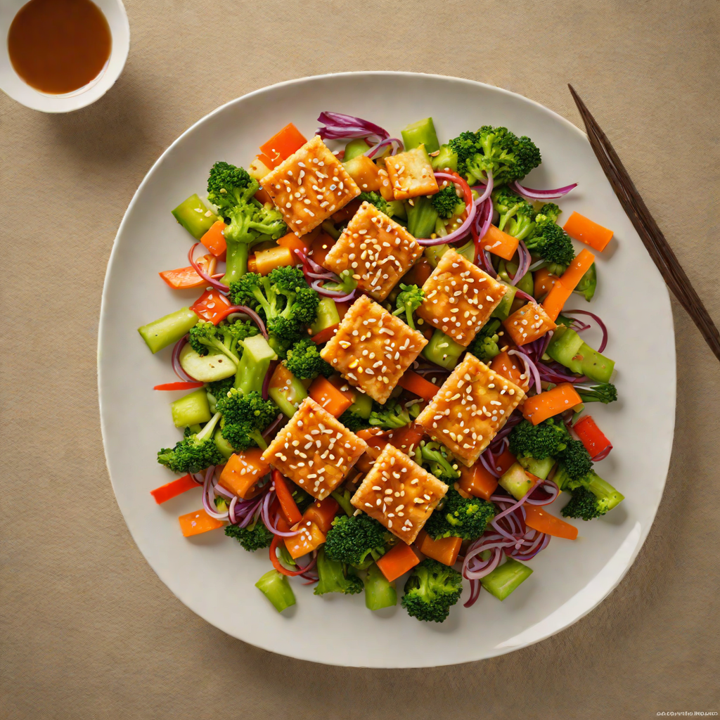 Pan-Fried Sesame Ginger Tofu with Stir-Fried Vegetables