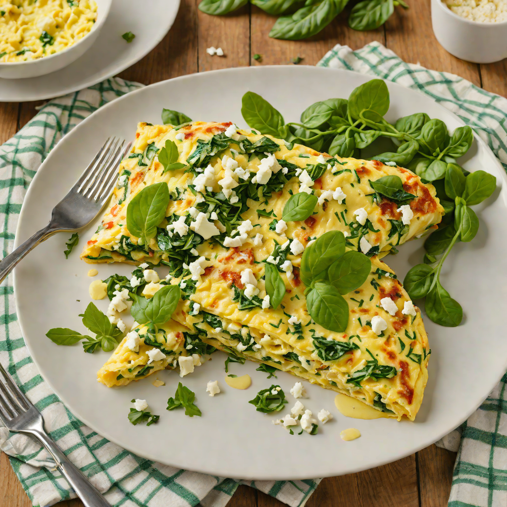 Nonstick Pan-Cooked Herb Omelet with Spinach and Feta