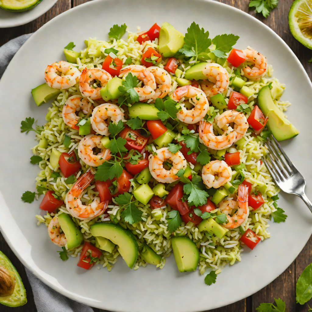Sautéed Shrimp with Avocado Tomato Salsa and Cilantro Lime Cauliflower Rice