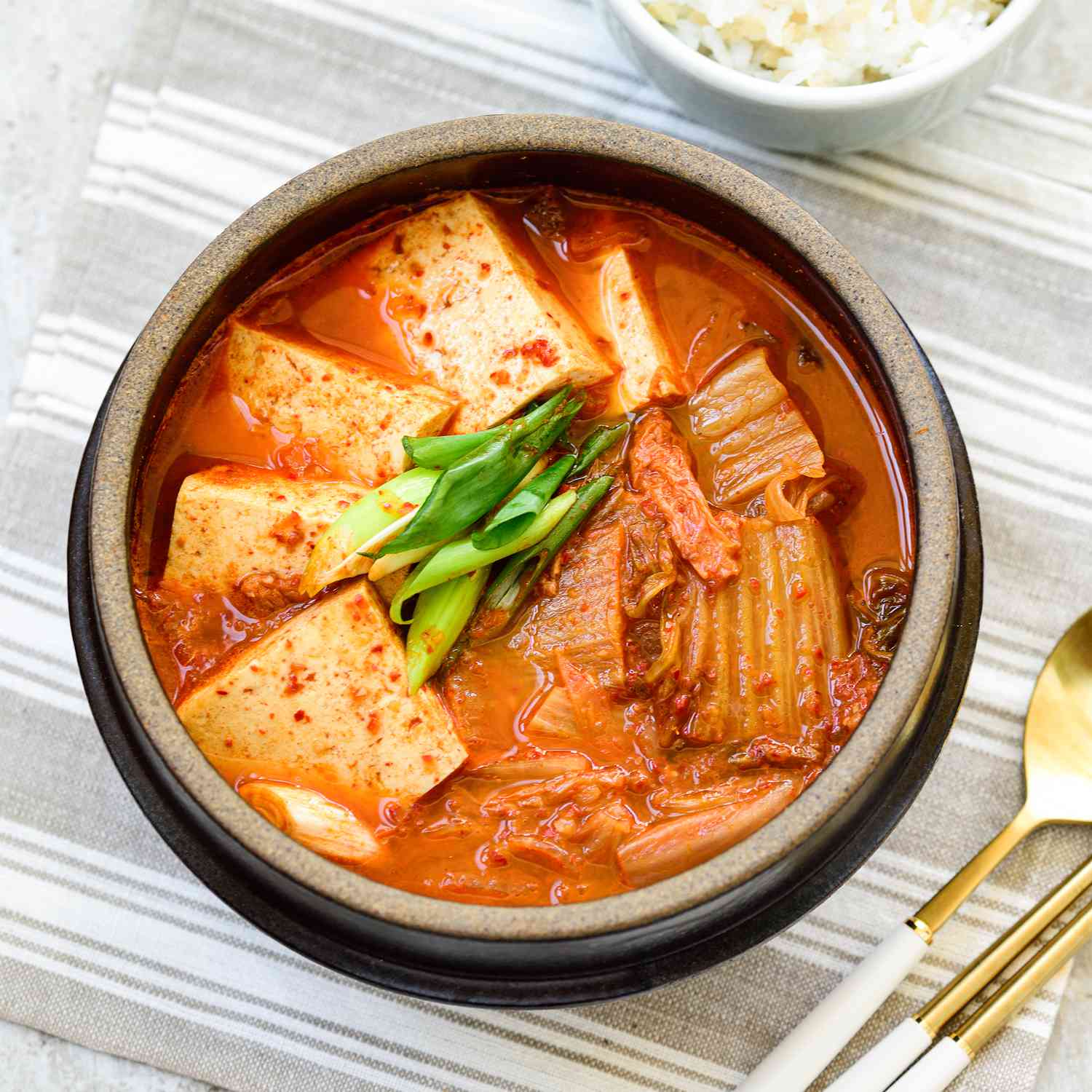 Korean Kimchi Beef Jjigae with Dried Squid