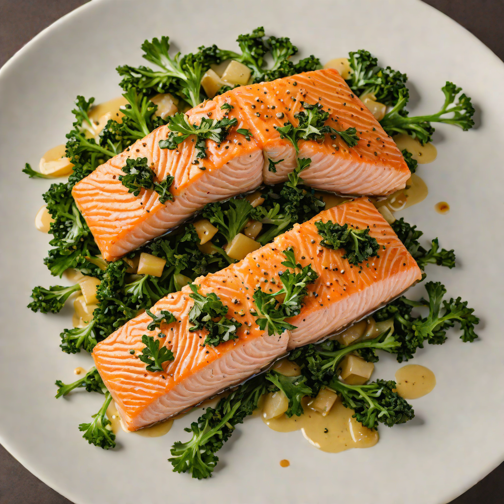 Pan-Seared Salmon with Garlic Butter and Wilted Kale