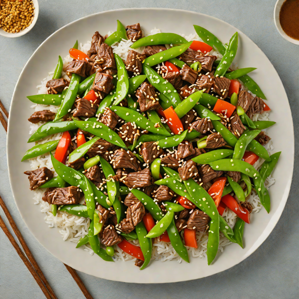 Sticky Ginger Soy Beef Stir Fry with Snow Peas