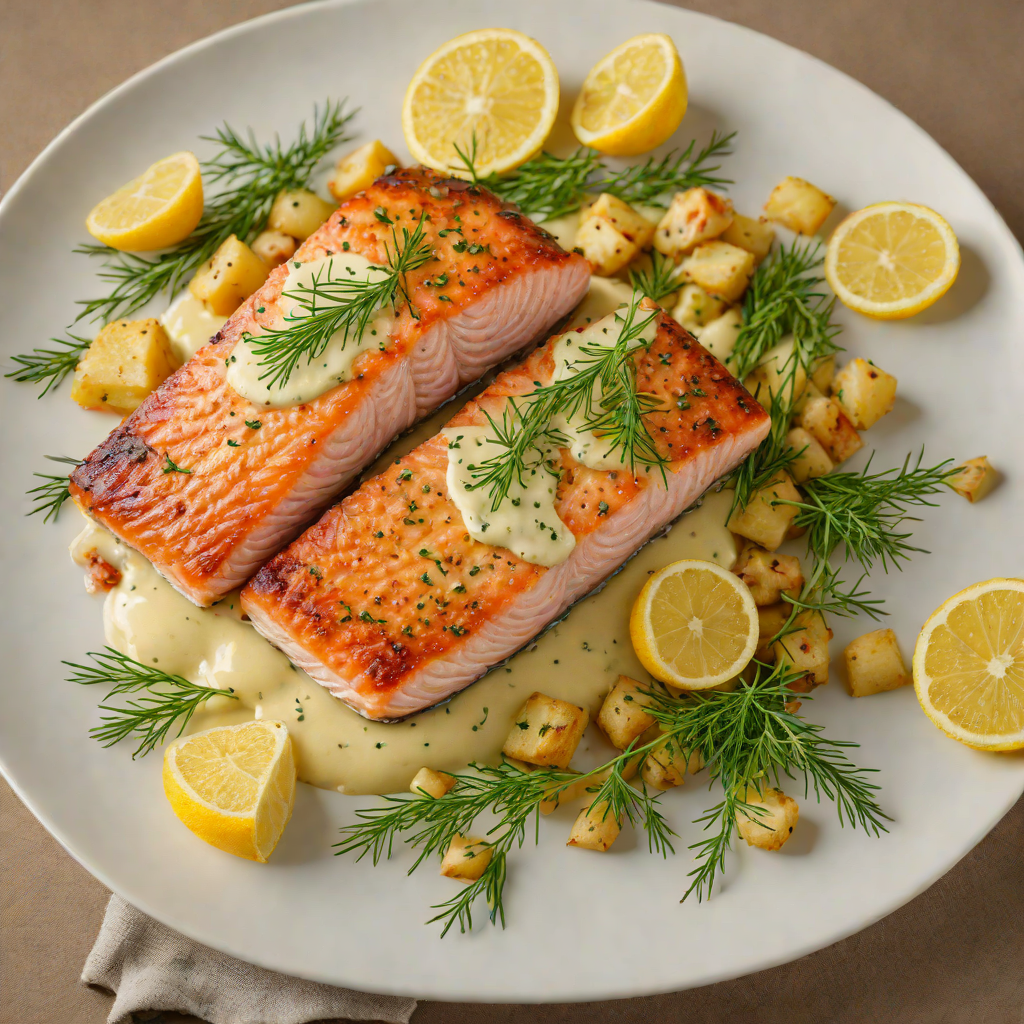 Crispy Pan-Fried Salmon with Lemon Dill Sauce