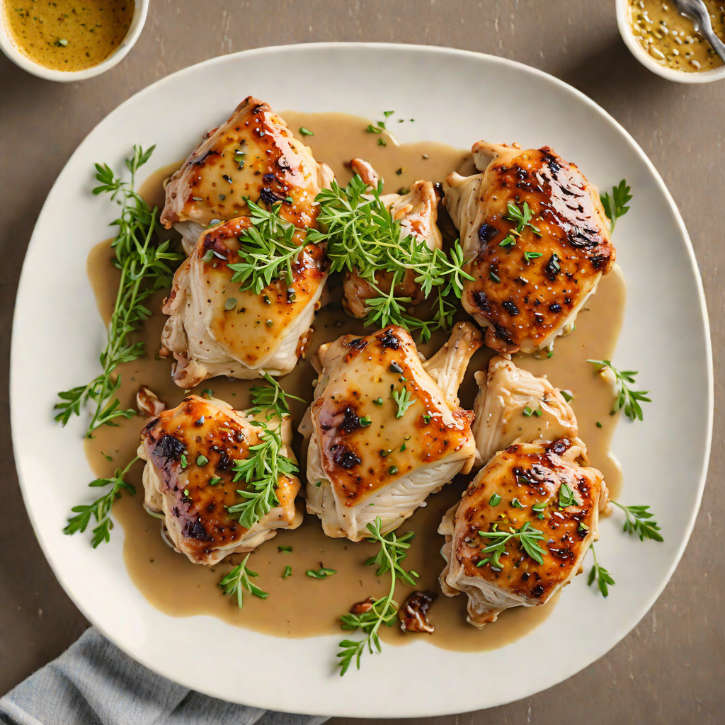 Pan-Roasted Chicken Thighs with Thyme and Mustard Pan Sauce