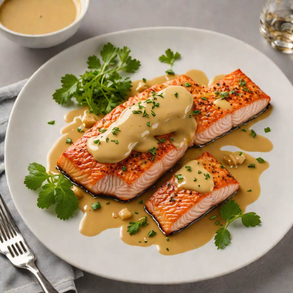 Oven-Roasted Maple-Glazed Salmon with Laurentides Mustard Sauce