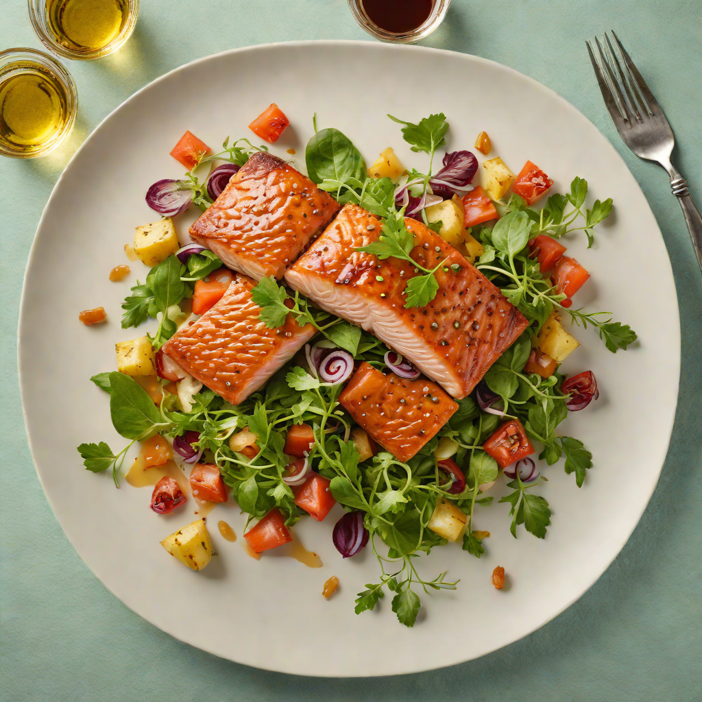 Maple-Glazed Salmon with Laurentides Herb Salad