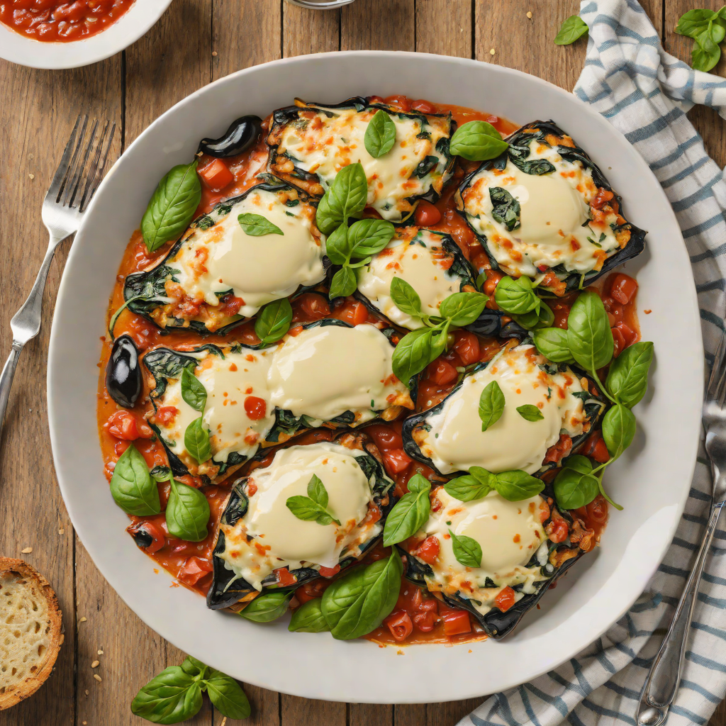 Cheesy Eggplant and Spinach Bake with Mozzarella