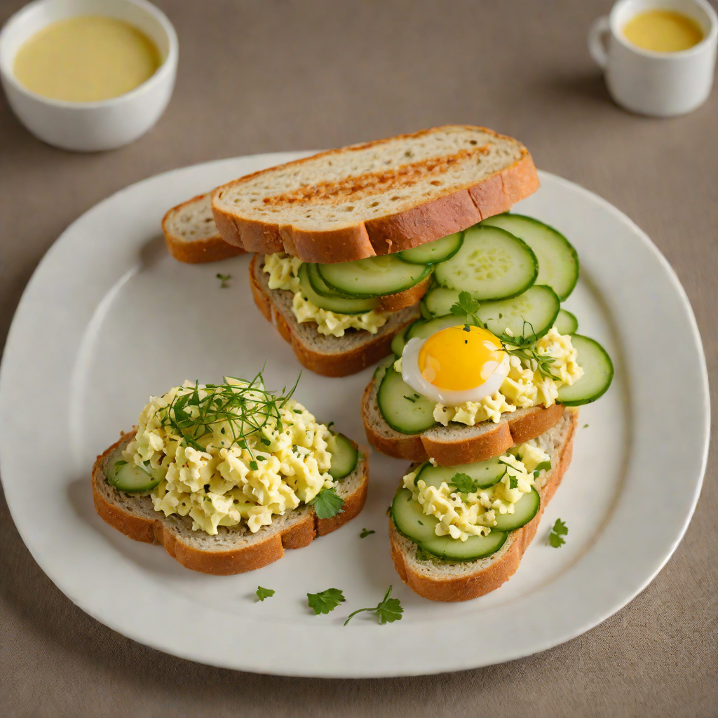 Milk Bread Sandwich with Egg Salad and Pickled Cucumber
