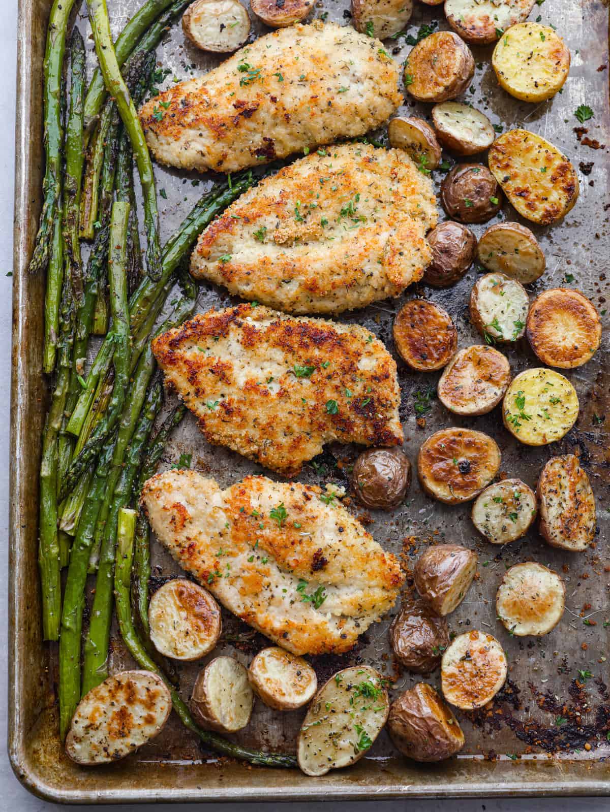 Herb-Crusted Lemon Garlic Chicken with Roasted Asparagus