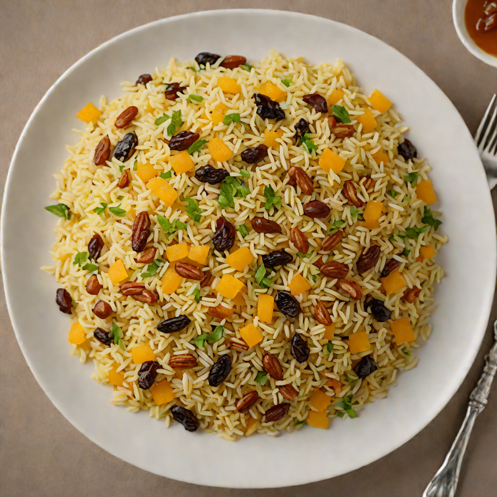 Saffron-Infused Rice Pilaf with Toasted Almonds and Raisins