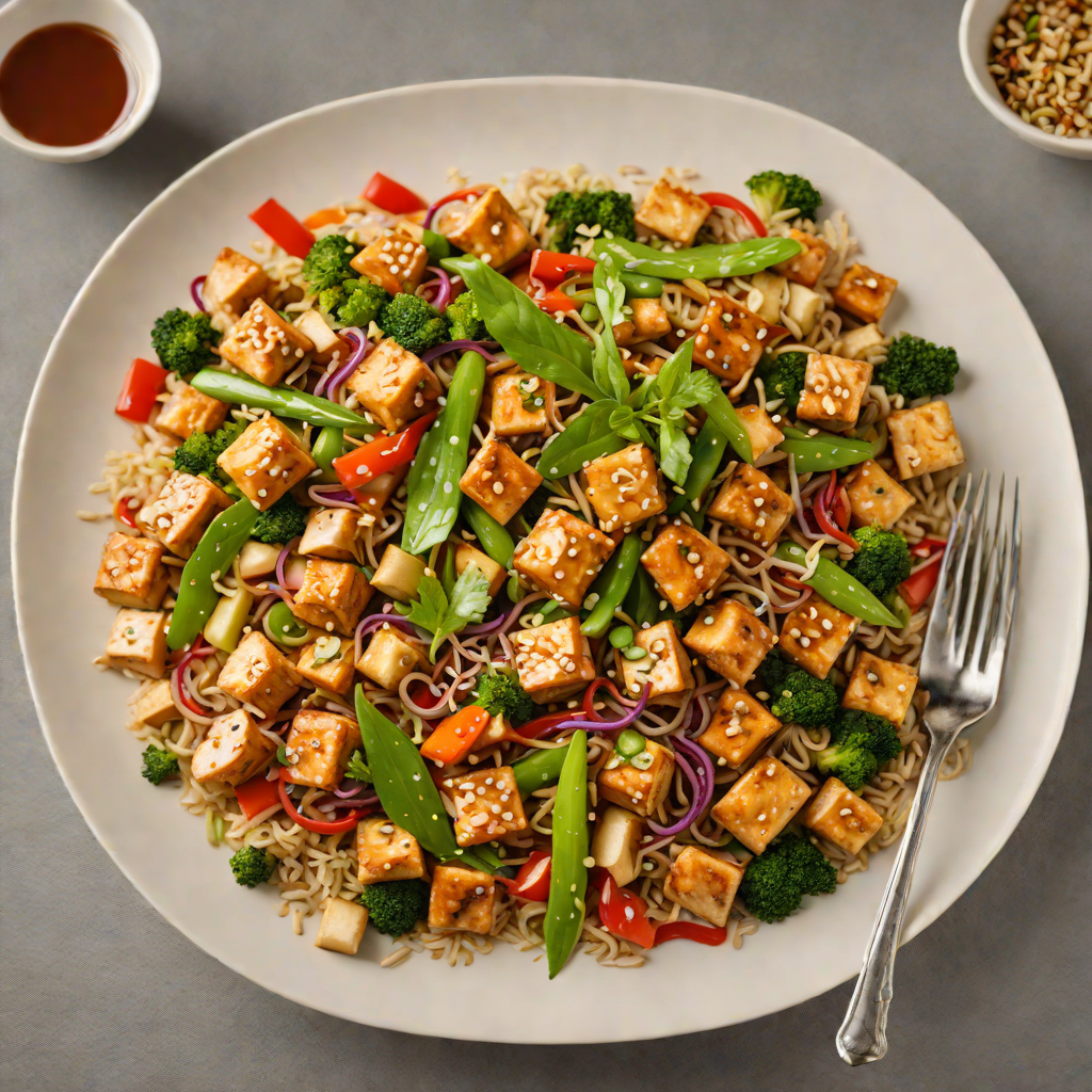 Vegetarian Stir-Fry with Tofu and Ginger-Sesame Sauce