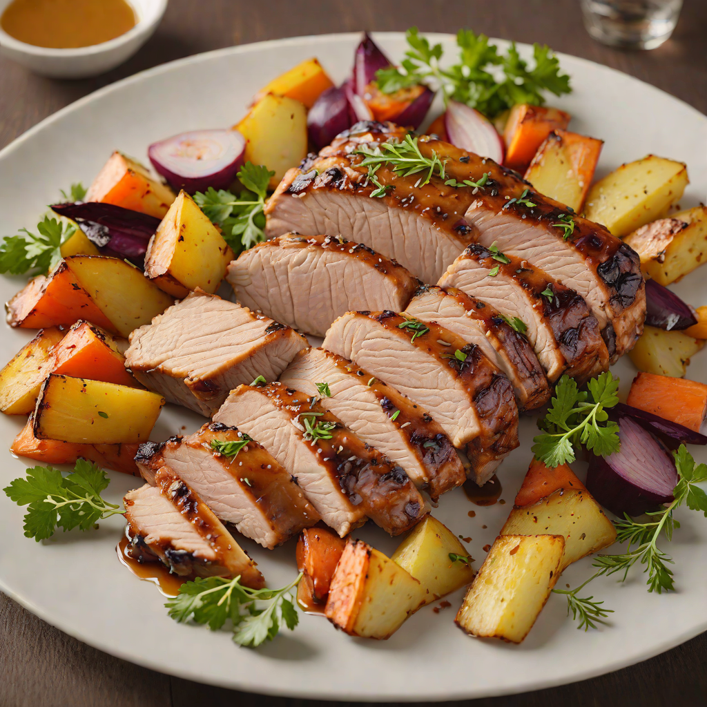 Honey and Mustard-Glazed Roasted Pork with Root Vegetables