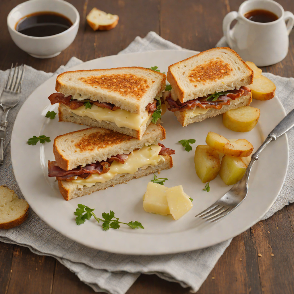Warm Quebec Cheese and Bacon Sandwich with Apple-Onion Jam