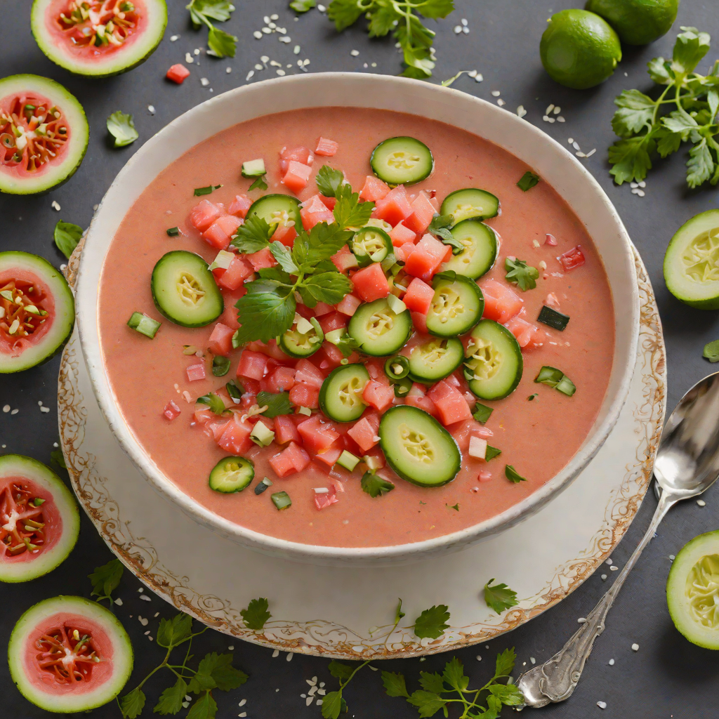 No-Bake Chilled Watermelon Gazpacho with Cucumber and Jalapeño