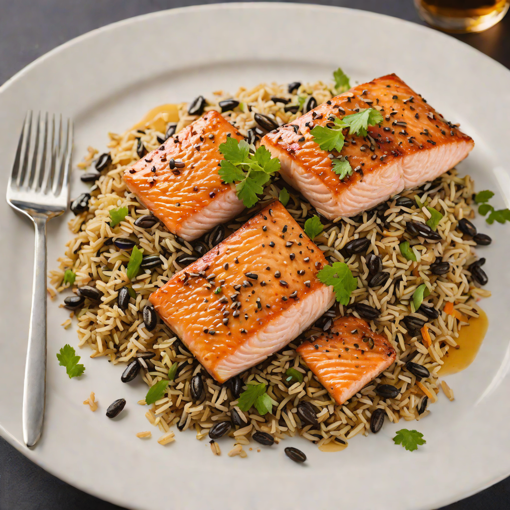 Maple-Glazed Salmon with Wild Rice Pilaf
