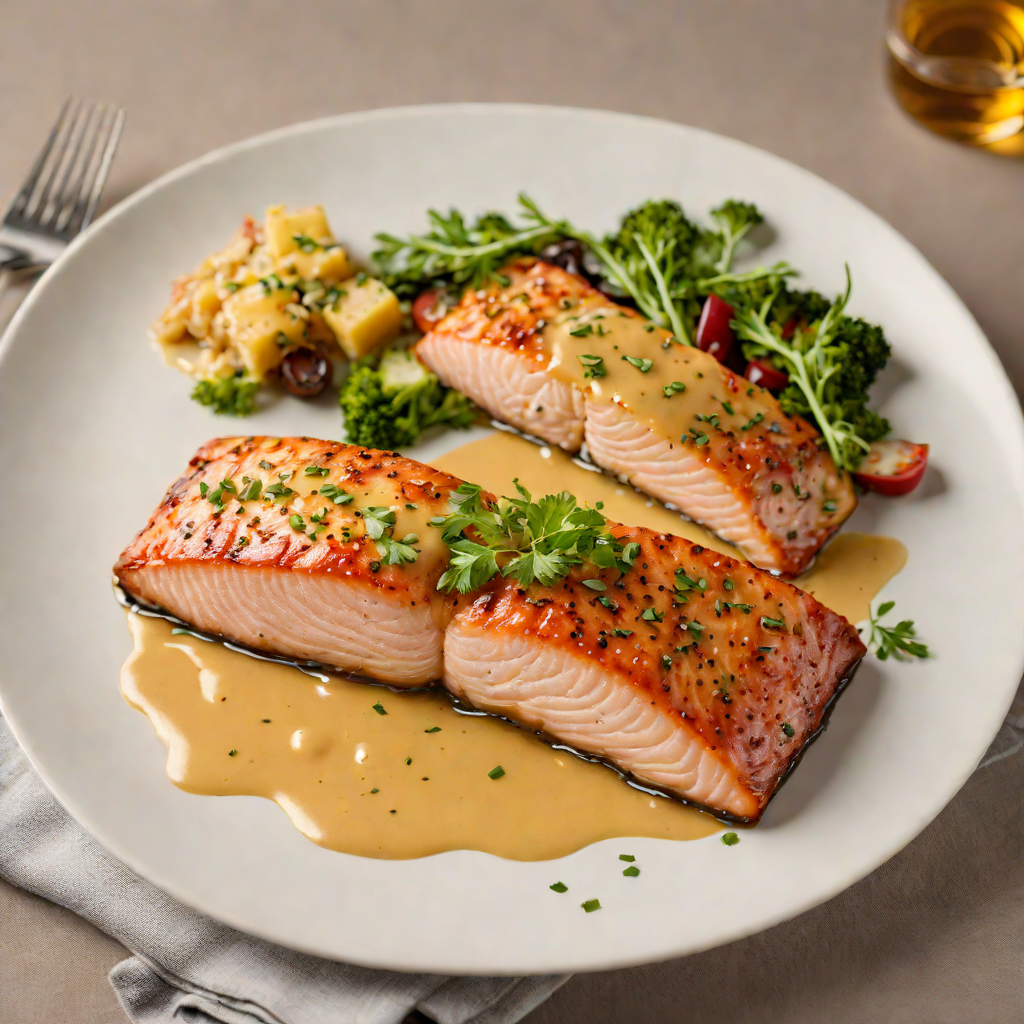 Baked Maple-Glazed Salmon with Quebec Mustard Sauce