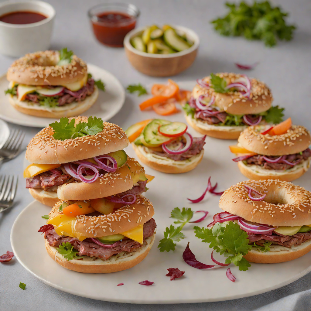 Stuffed Montreal-Style Bagels with Smoked Meat and Pickled Vegetables