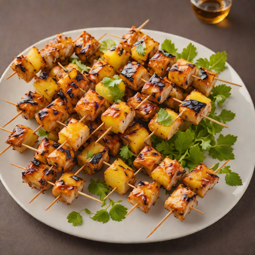 Char-Grilled Pineapple and Rum Glazed Tiki Chicken Skewers