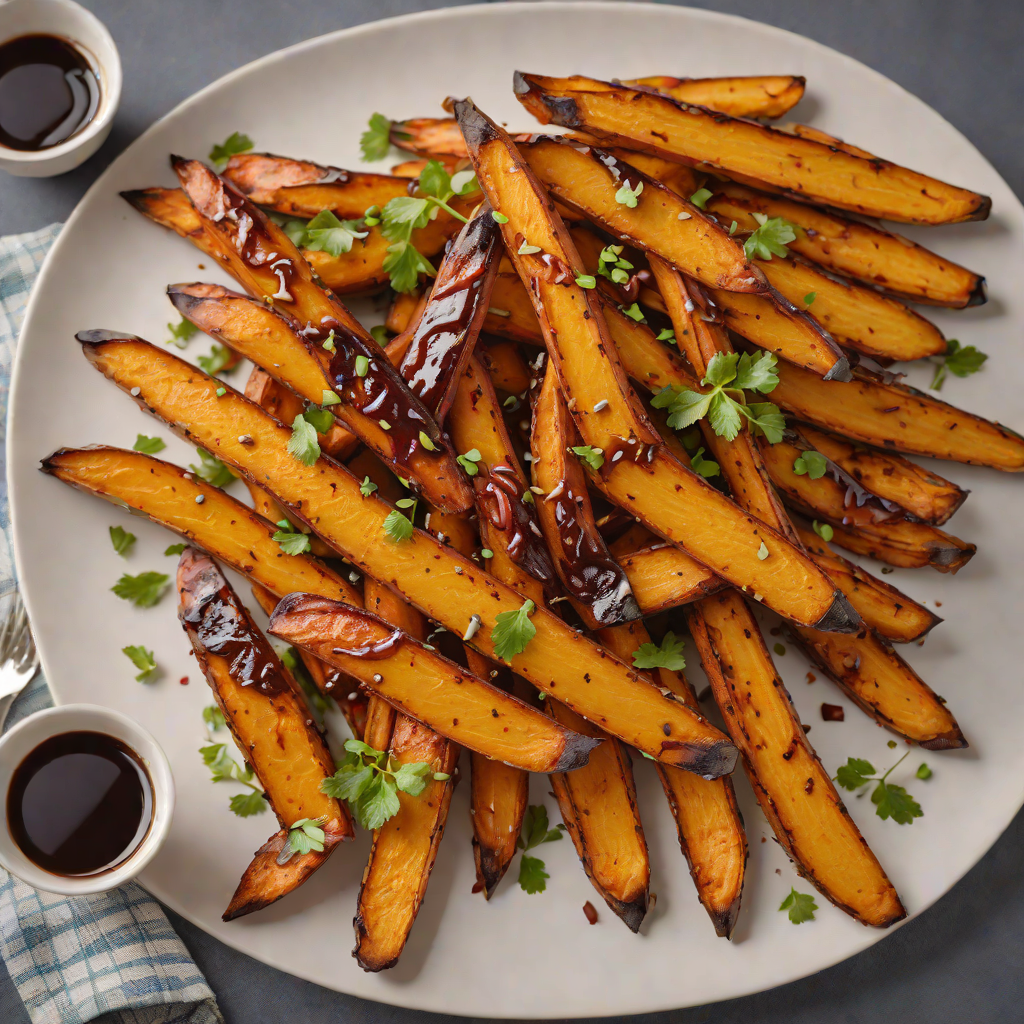 Spiced Rum and Molasses Glazed Sweet Potato Wedges