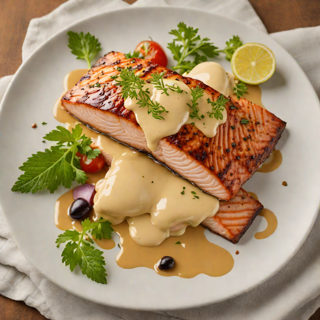 Grilled Maple-Glazed Salmon with Quebec Mustard Cream