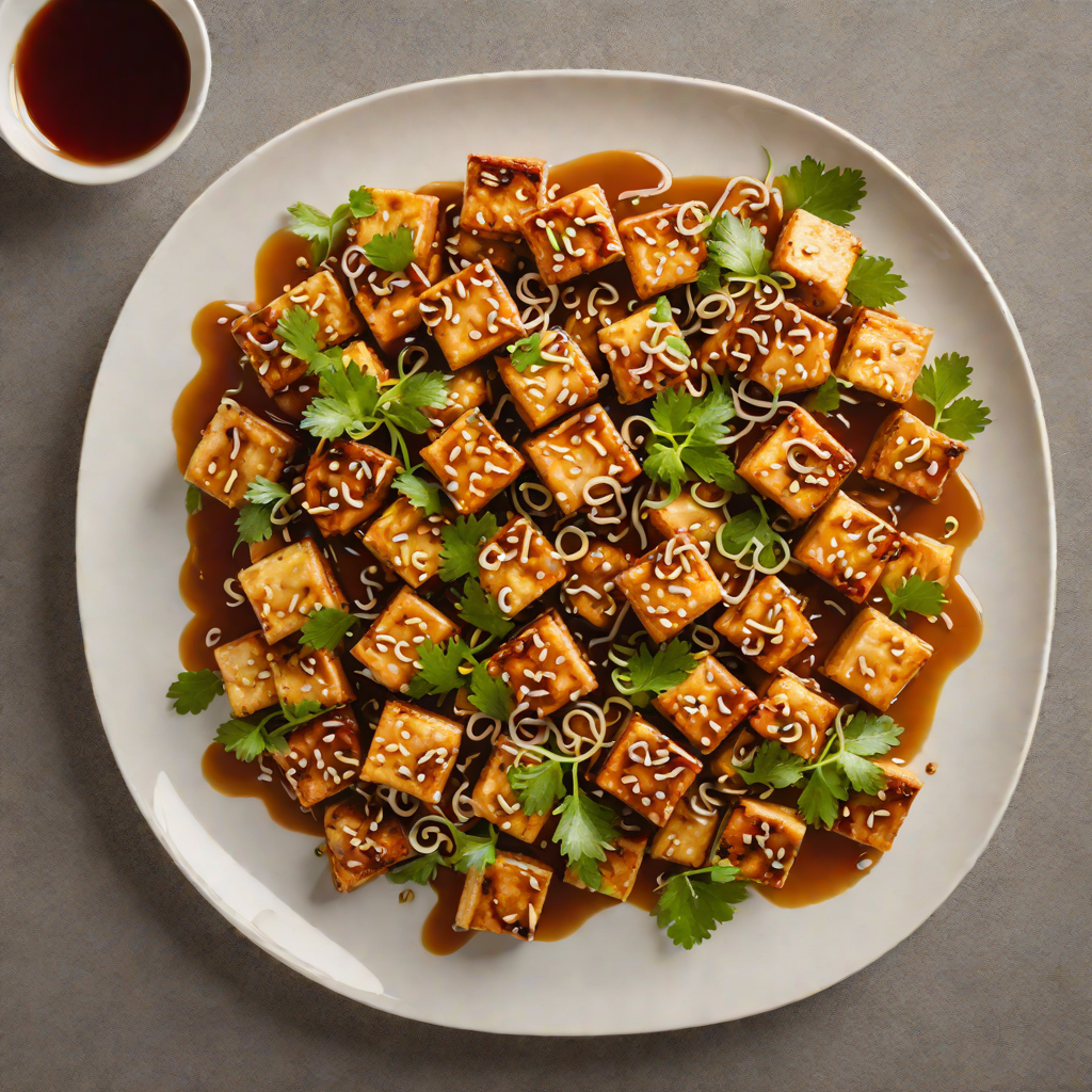 Stir-Fried Tofu with Garlic and Ginger in Soy-Ginger Glaze