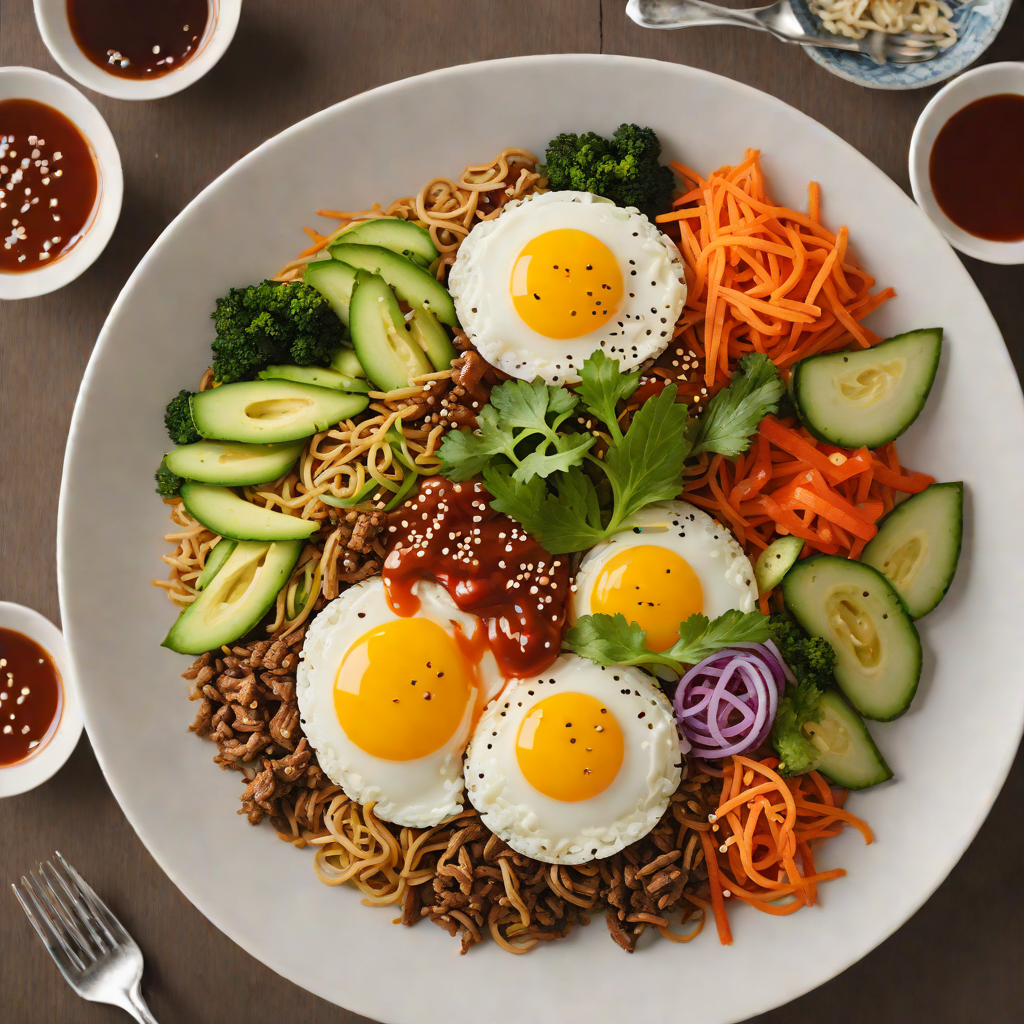 Korean-Style Bibimbap with Spicy Gochujang Sauce and Vegetables