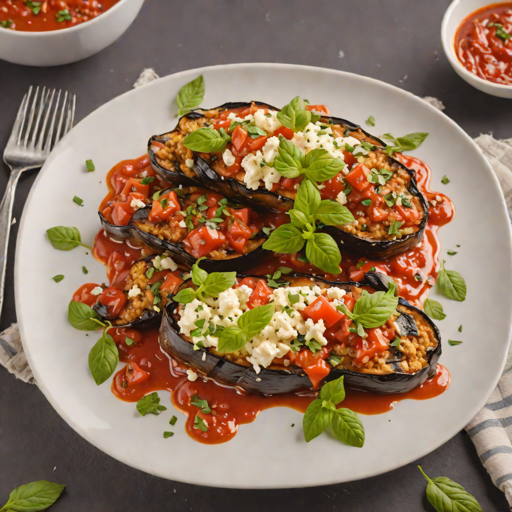Baked Eggplant and Goat Cheese Casserole with Tomato Basil Sauce