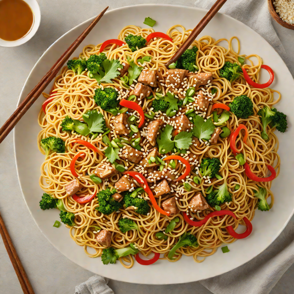 Stovetop Asian Fusion Noodle Stir Fry with Ginger-Sesame Sauce