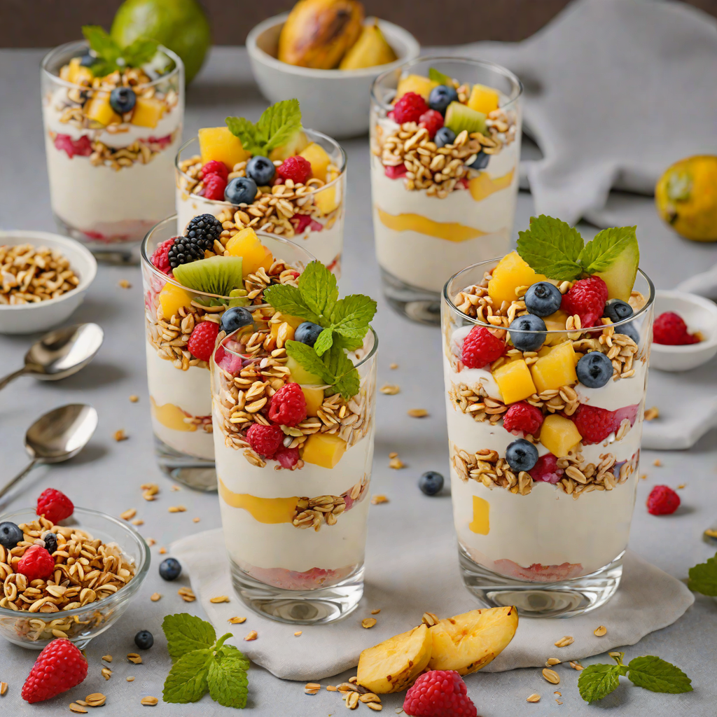 No-Bake Tropical Fruit Yogurt Parfaits with Granola