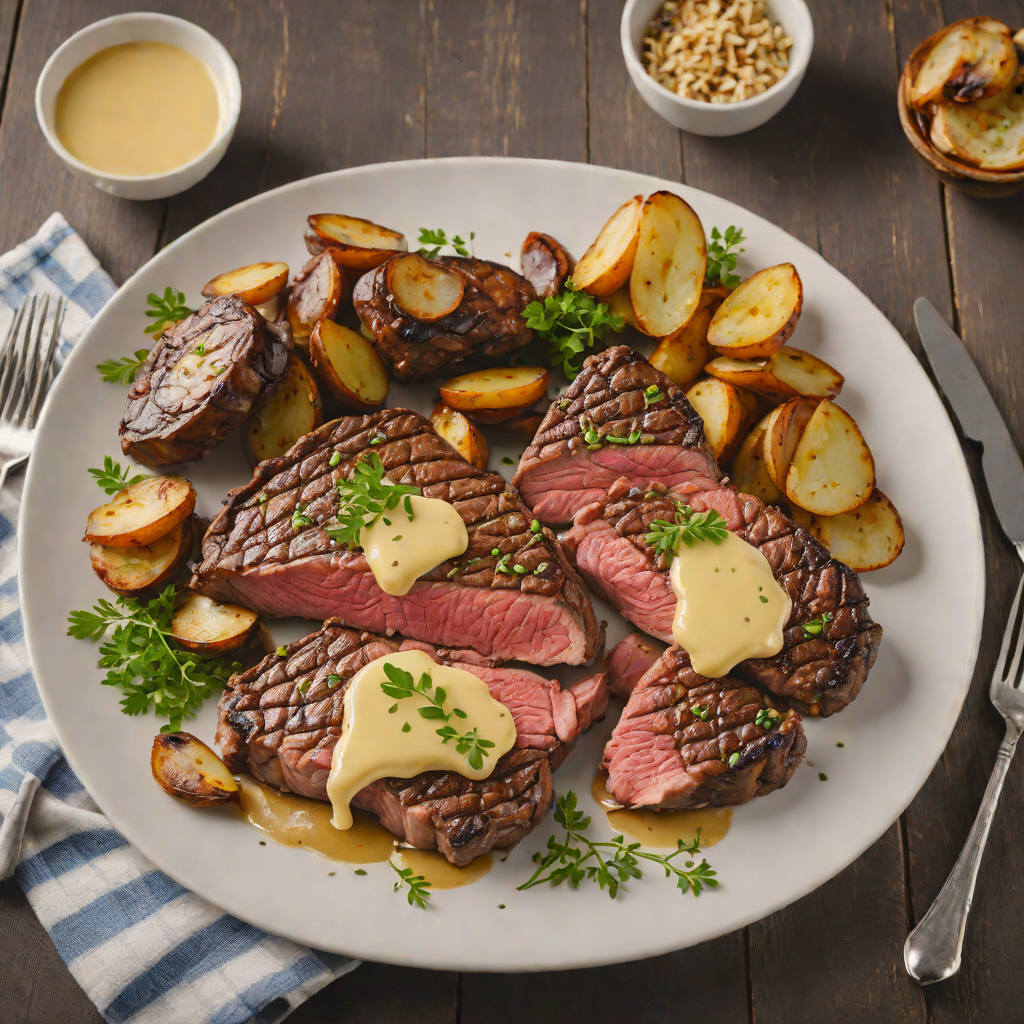 Pan-Seared Ribeye with Garlic Butter and Roasted Fingerling Potatoes