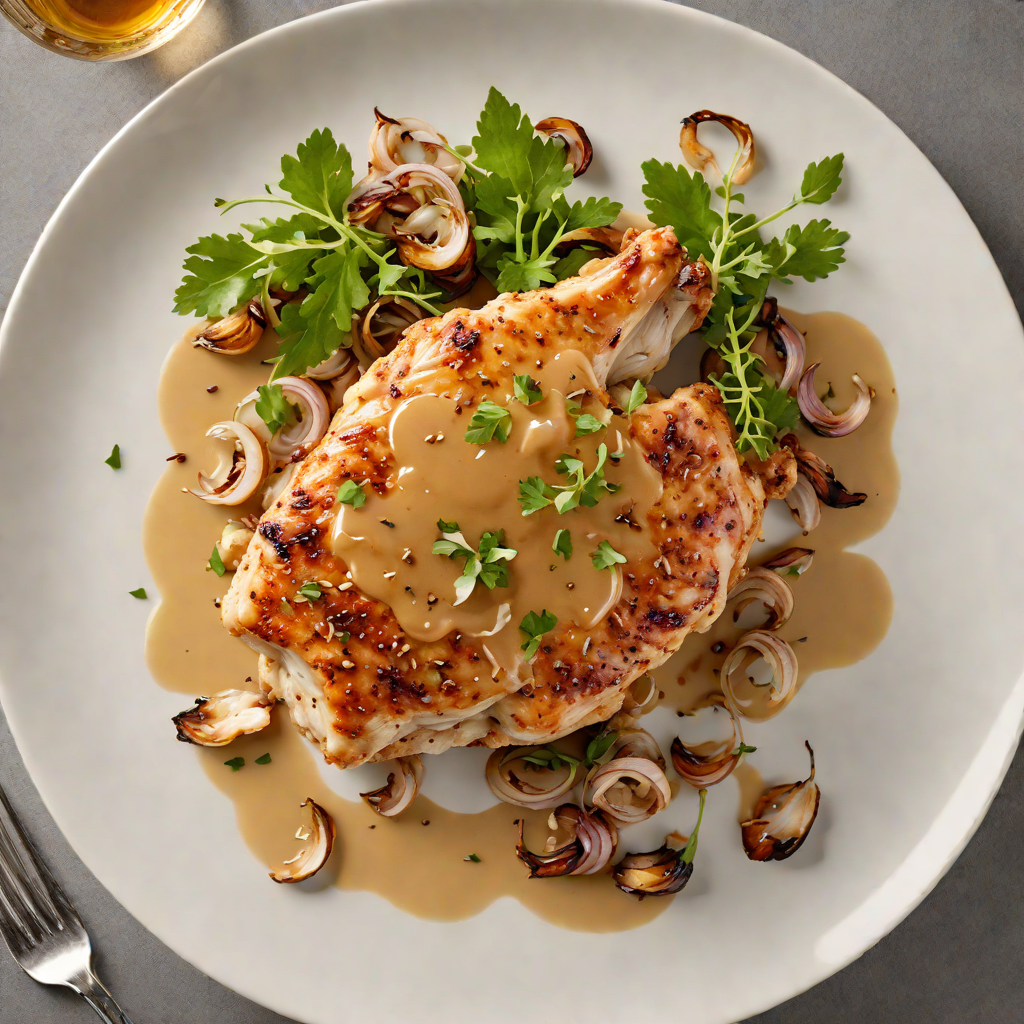 Pan-Seared Chicken with Honey Mustard Glaze and Crisped Shallots