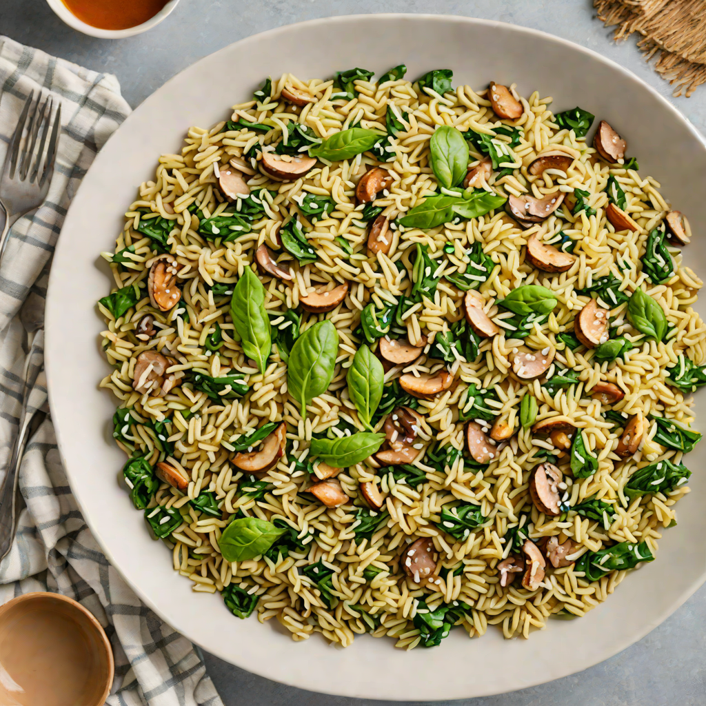 One-Pot Creamy Spinach and Mushroom Orzo