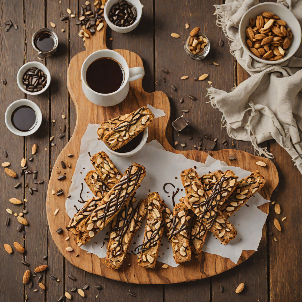 Espresso-Infused Almond Biscotti with Dark Chocolate Drizzle