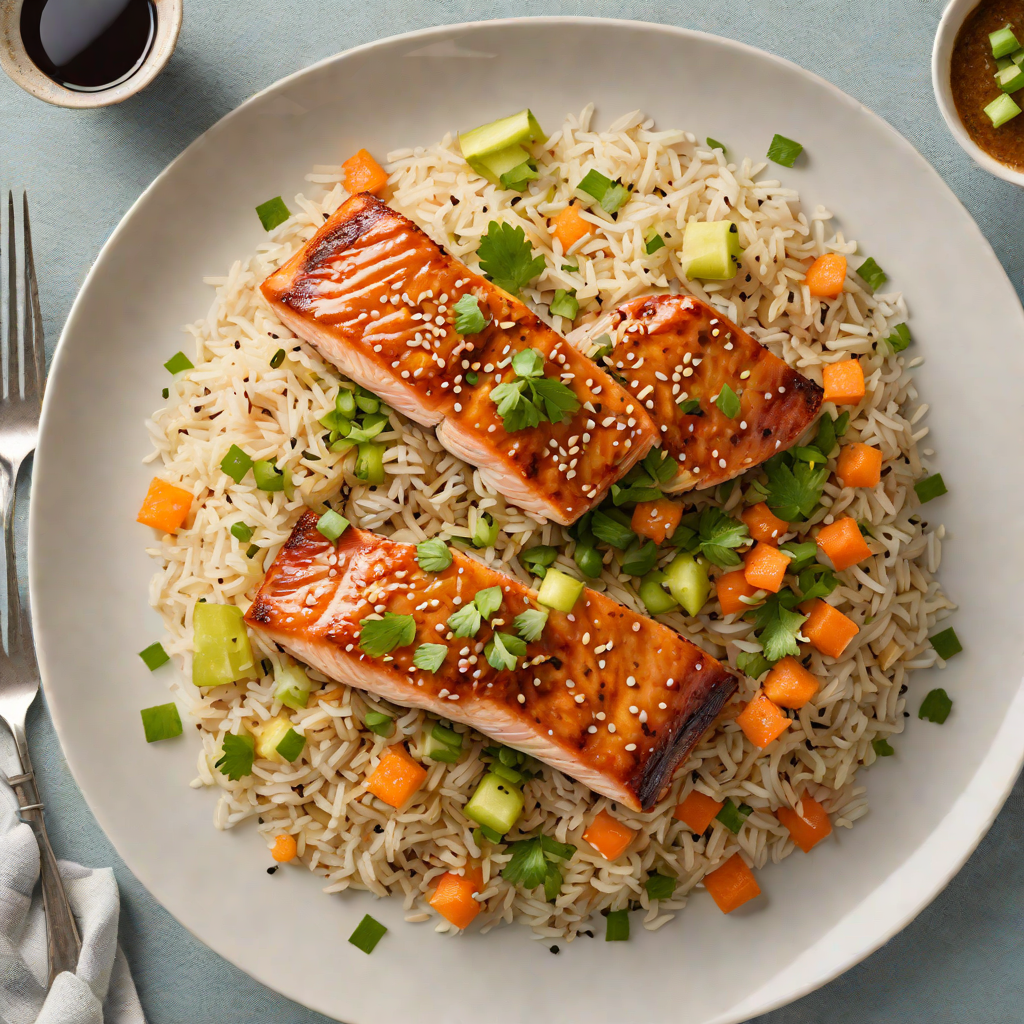 Ginger-Soy Glazed Salmon with Sesame Rice Bowl