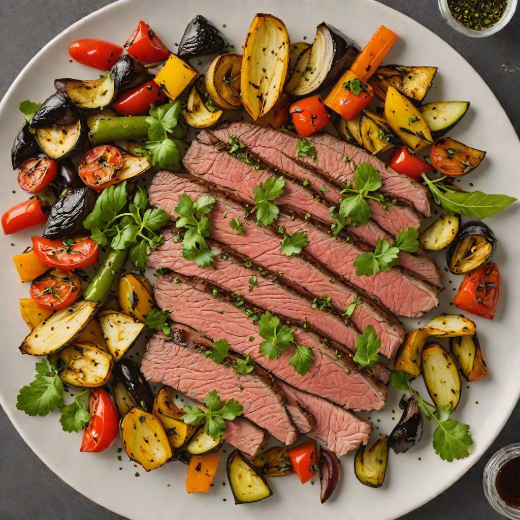 Chimichurri Marinated Flank Steak with Grilled Vegetables