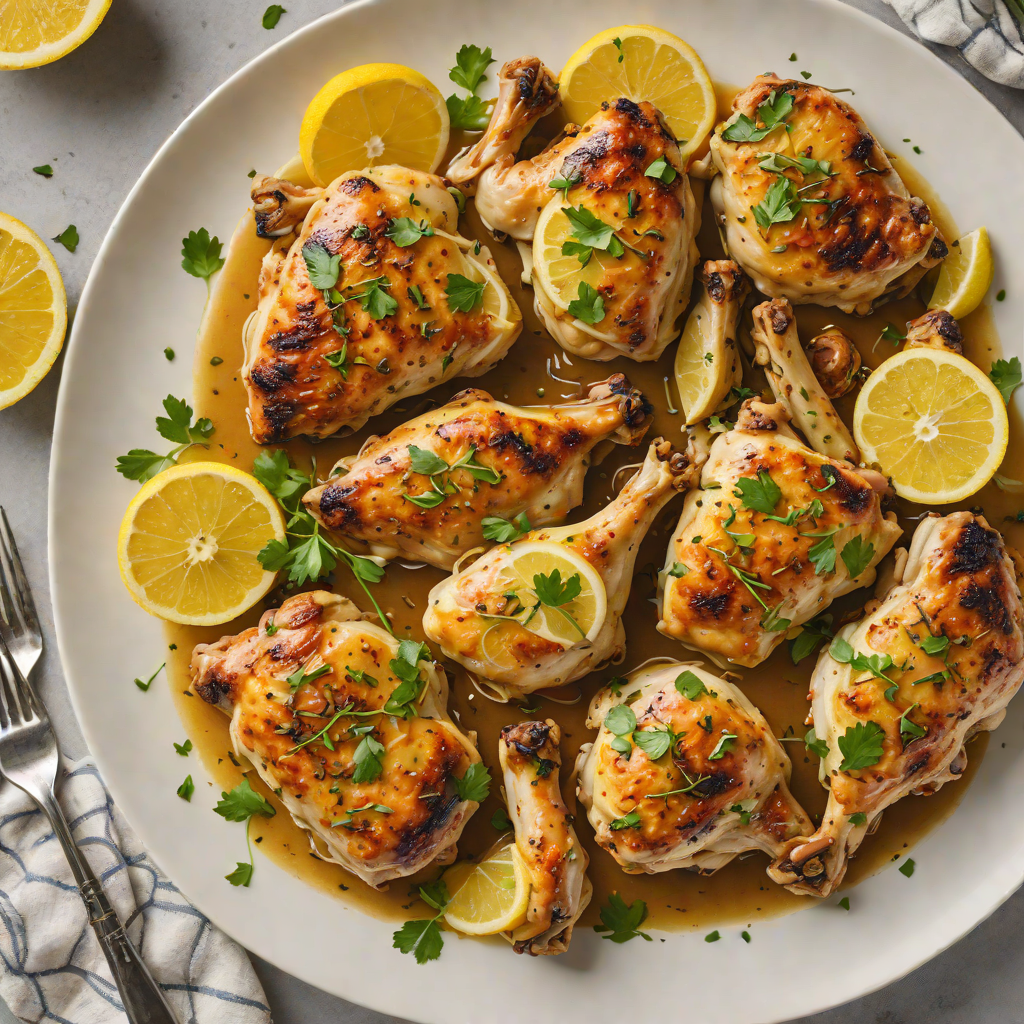 Low Oven-Braised Lemon Garlic Chicken Thighs