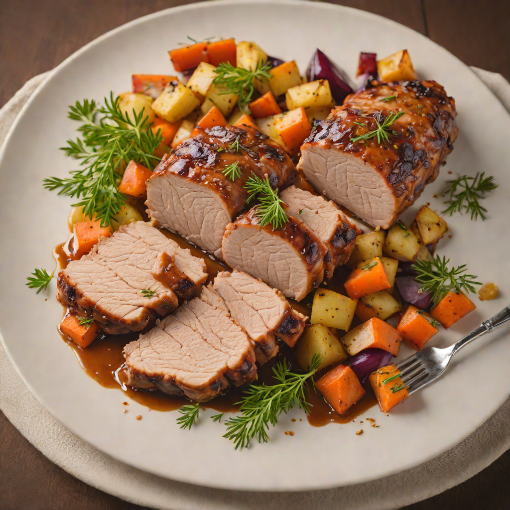 North Woods Maple-Glazed Roast Pork with Root Vegetables